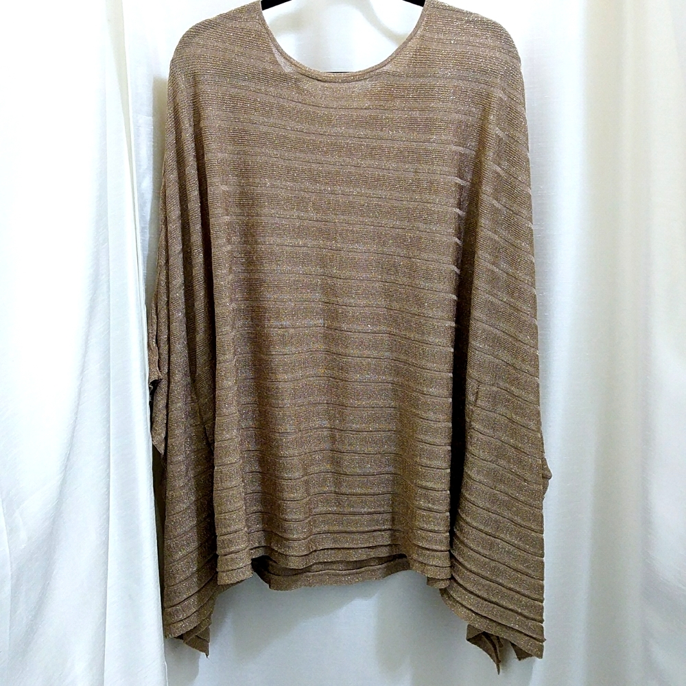 Gold Shimmery Shawl Poncho Top - Sz‎ XL